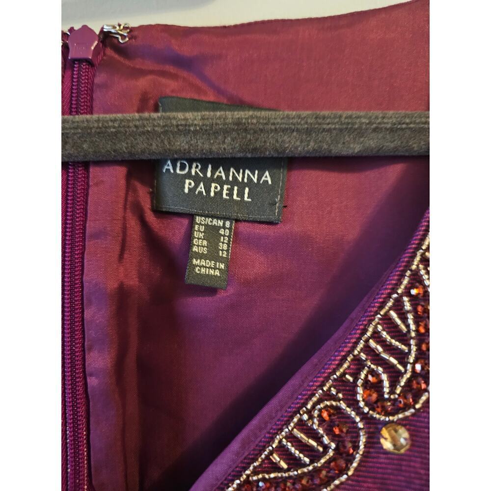 Adrianna Papell purple embellished cocktail holiday midi dress sz 8 - Picture 6 of 7